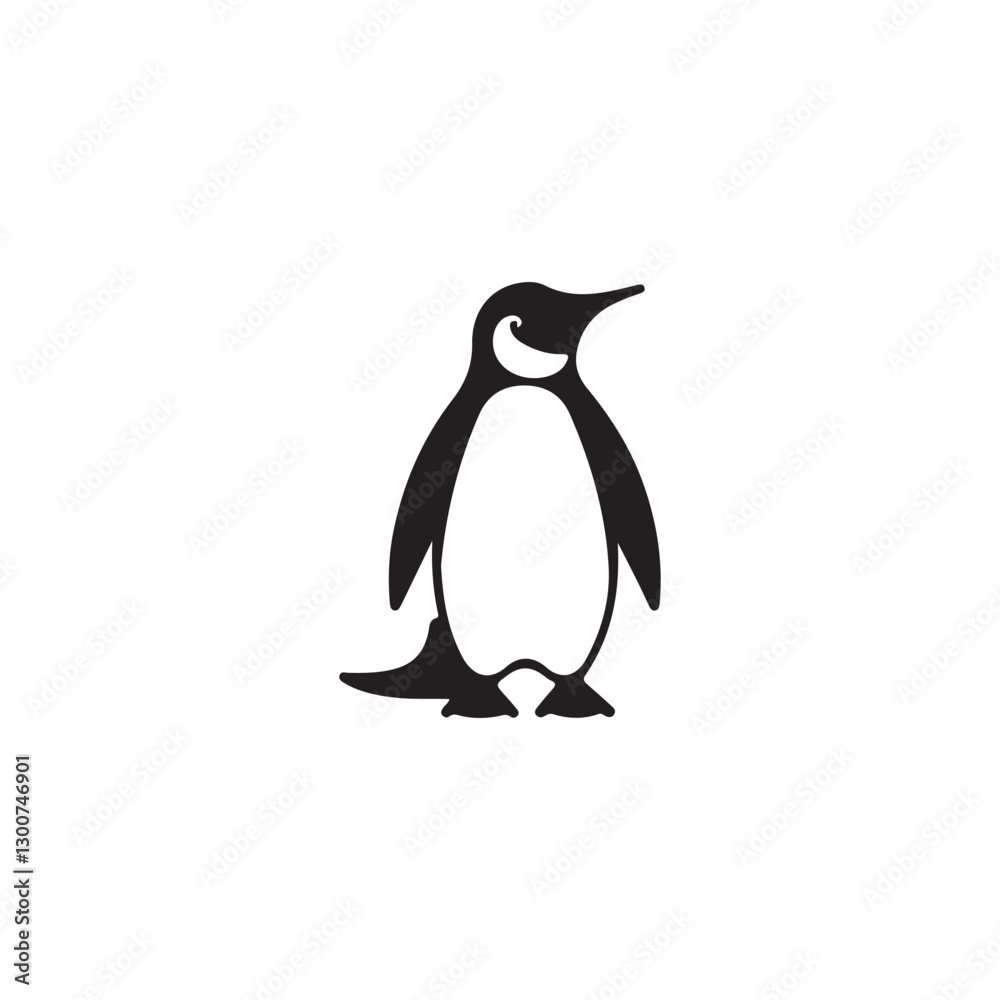 Fototapeta premium penguin on a white background.Simple black and white illustration of a penguin.This is a clean, minimalist, black and white illustration of a penguin.