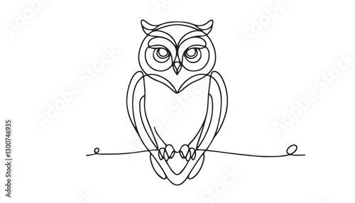 Continuous one single minimal line drawing owl