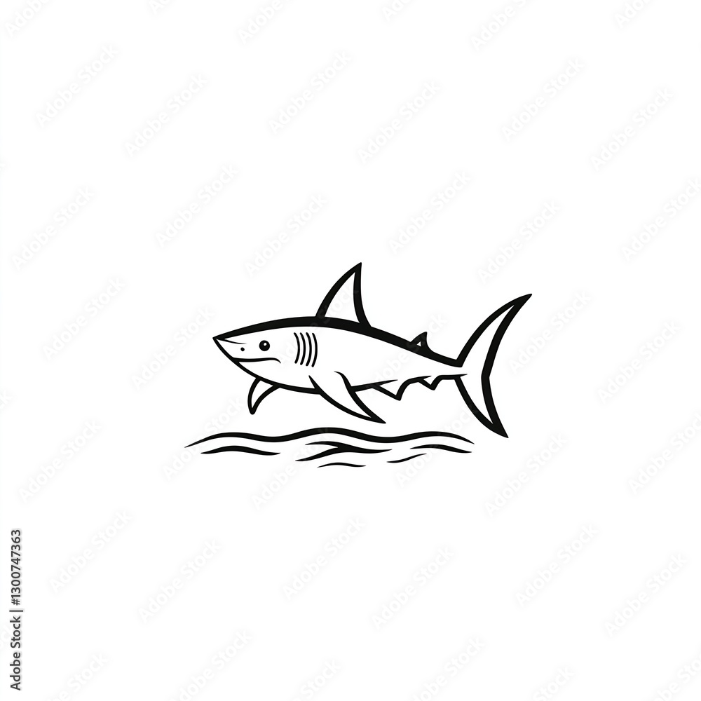 Fototapeta premium Sleek Shark Line Art: A Minimalist Ocean Design, Perfect for Branding or Decoration