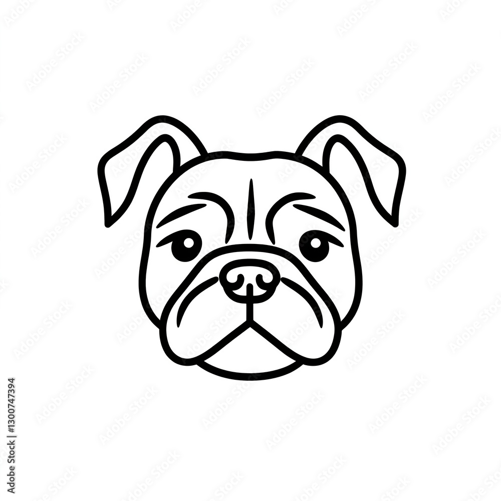 Obraz premium Adorable Pug Face: Minimalist Line Art Design. Perfect for pet lovers, simple yet expressive.