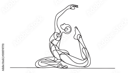 Continuous one single minimal line drawing yoga
