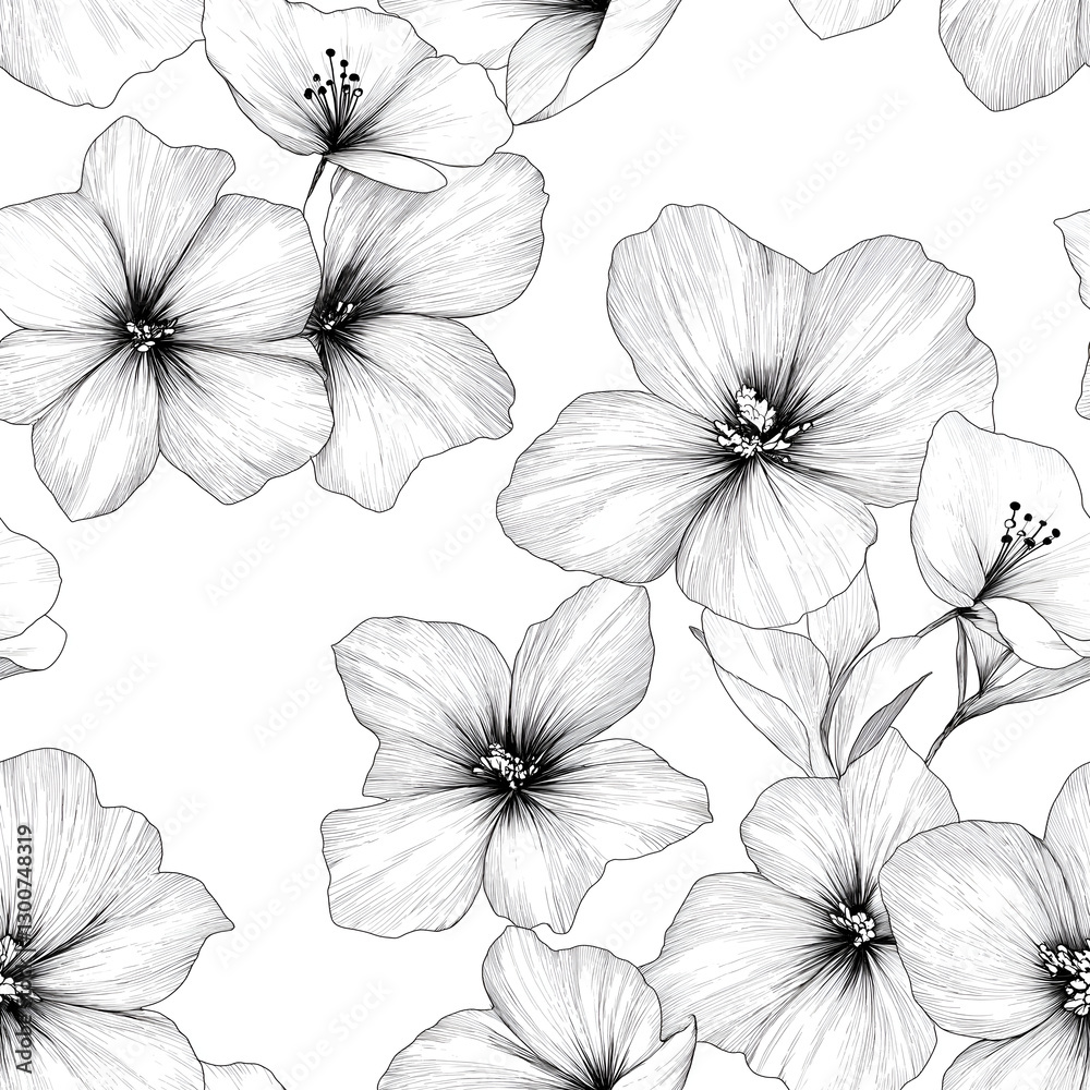 Fototapeta premium white flowers seamless pattern