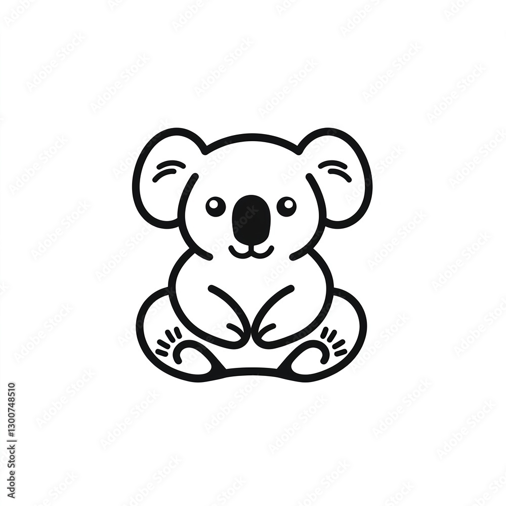 Naklejka premium Adorable Koala: A charming line art logo design, perfect for handmade gifts and children's products.