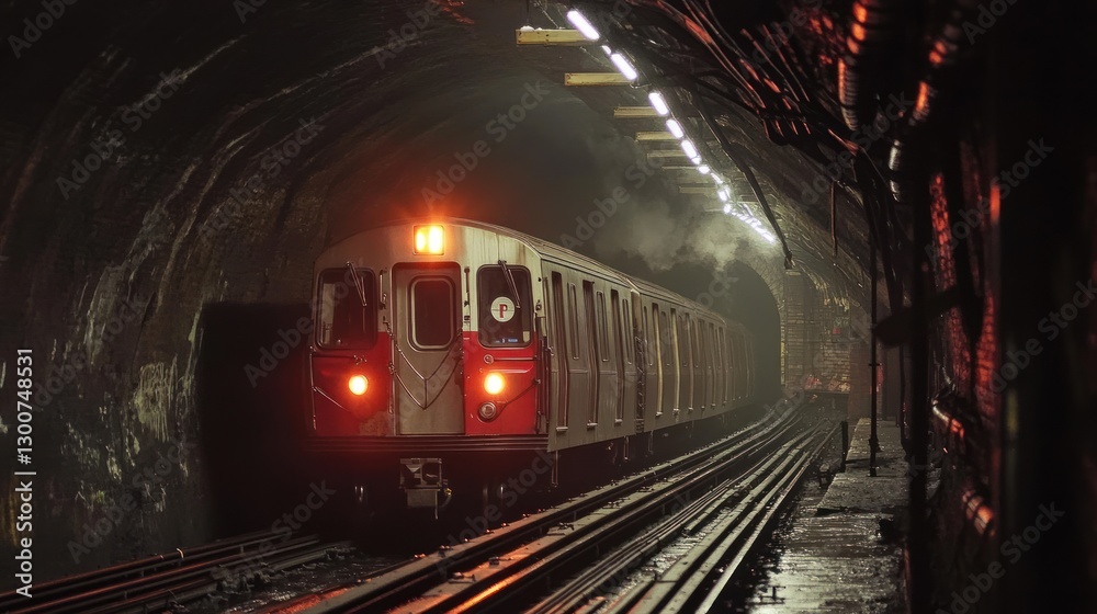 Naklejka premium The subway is in a Tunnel with bright lighting