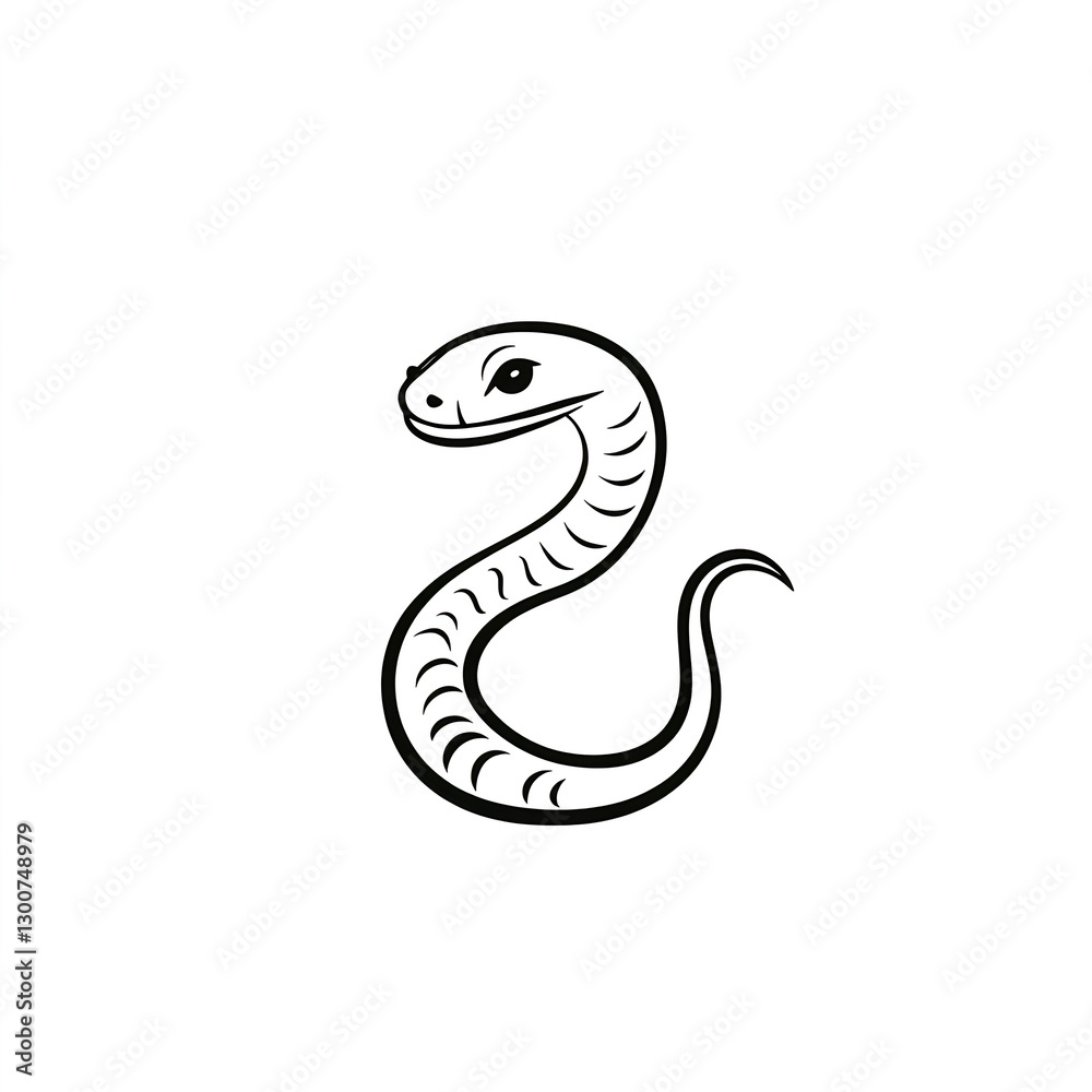 Naklejka premium Elegant Minimalist Snake Logo: A charming, hand-drawn line art design perfect for handmade gifts and crafts.