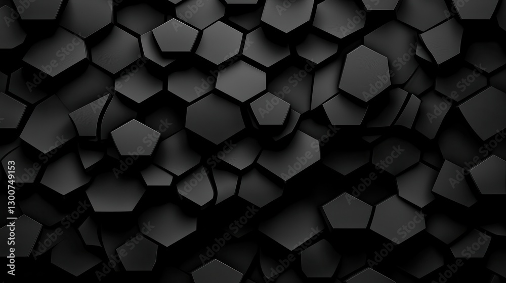 Abstract black hexagonal pattern background with depth and texture. Abstract black hexagonal pattern background with depth and texture.