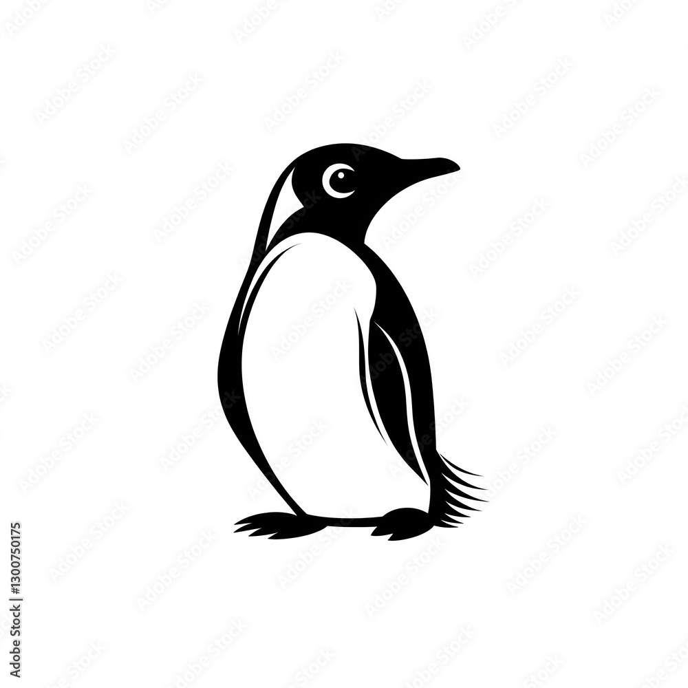 Obraz premium Elegant Penguin Silhouette: A Minimalist Line Art Design, Perfect for Branding or Logos.