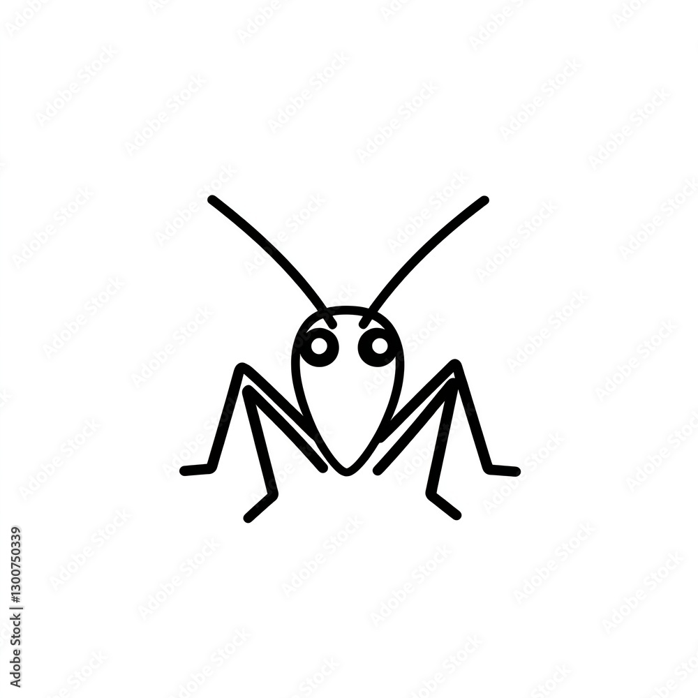 Minimalist Cricket Illustration: A simple line drawing of a cricket, set against a plain white background. Minimalist Cricket Illustration: A simple line drawing of a cricket, set against a plain white background.