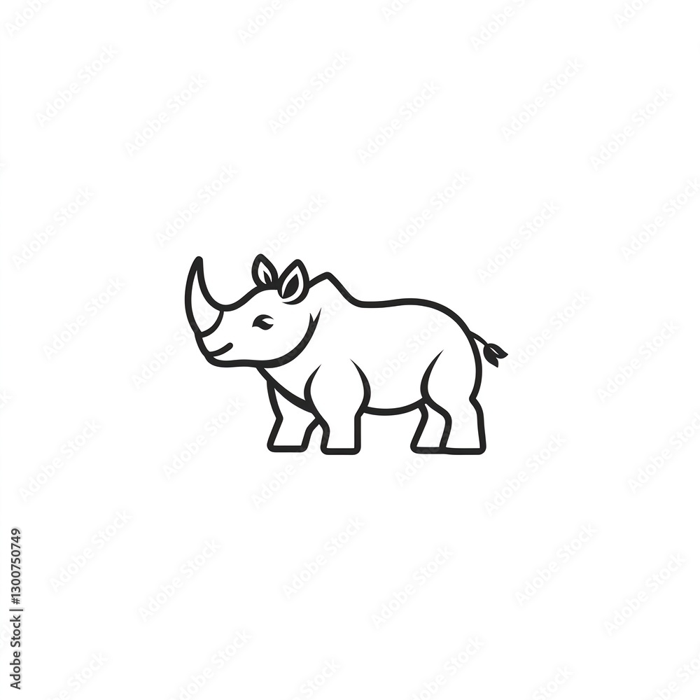 Obraz premium Minimalist Rhino Line Art: A sleek, single-line drawing of a rhino, perfect for logo design or branding. Clean and modern.