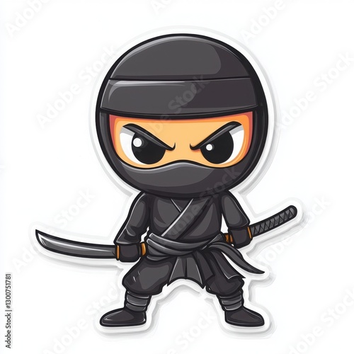 A cute cartoon ninja, ready for action! This little warrior is all set to defend their honor.