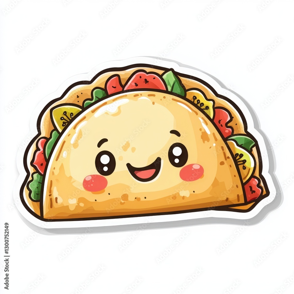 Adorable cartoon taco with a cheerful expression. This illustration features warm, inviting colors and a playful design, perfect for food-related projects. Adorable cartoon taco with a cheerful expression. This illustration features warm, inviting colors and a playful design, perfect for food-related projects.
