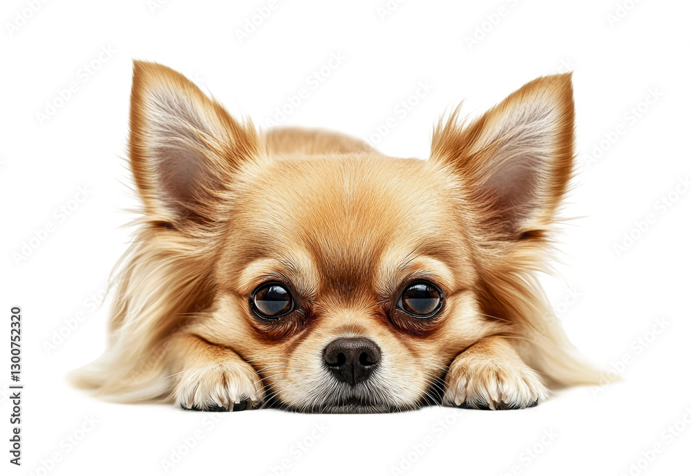 Cute and playful chihuahua resting peacefully on a soft surface in a well-lit indoor setting for pet lovers and enthusiasts, cut out Cute and playful chihuahua resting peacefully on a soft surface in a well-lit indoor setting for pet lovers and enthusiasts, cut out