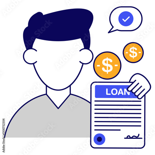 A flat design icon of loan paper