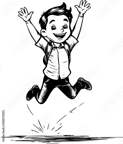 Joyful child jumping with excitement playground illustration bright environment upbeat perspective happiness and freedom