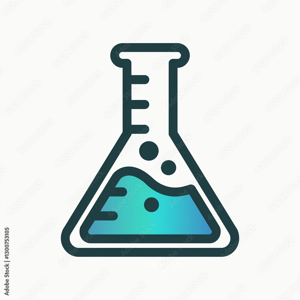 Science Flask: Erlenmeyer flask with graduated markings, filled with liquid Science Flask: Erlenmeyer flask with graduated markings, filled with liquid