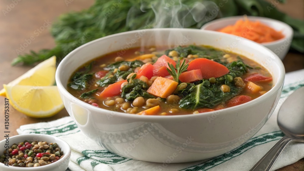 Vegan lentil soup with spinach Vegan lentil soup with spinach