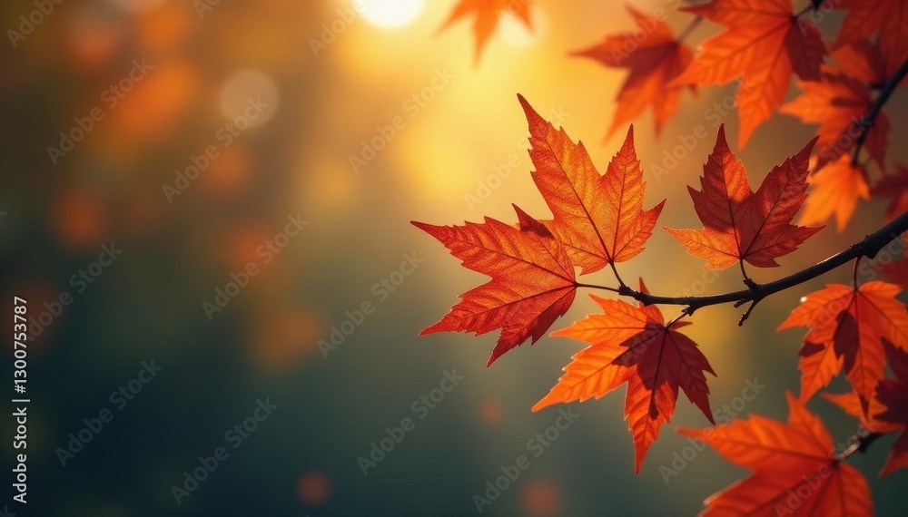 Vibrant fall leaves swirl, branches silhouetted against bokeh sky , yellow, golden Vibrant fall leaves swirl, branches silhouetted against bokeh sky , yellow, golden