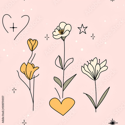 flower seamless tile, pink background pattern