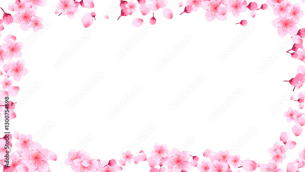 spring sakura flowers blossom border frame on transparent background ,png Japanese cherry blossom and petals isolated design element spring sakura flowers blossom border frame on transparent background ,png Japanese cherry blossom and petals isolated design element