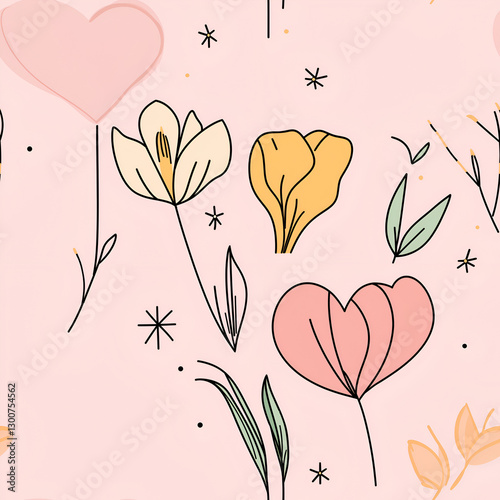 flower seamless tile, pink background pattern