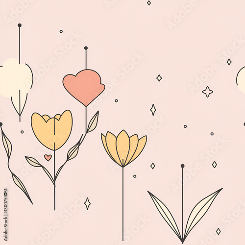 flower seamless tile, pink background pattern