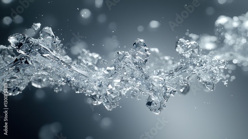 Wallpaper Mural Abstract Sparkling Crystal Flowing Water with Fluid Beauty and Transparent Shards Torontodigital.ca