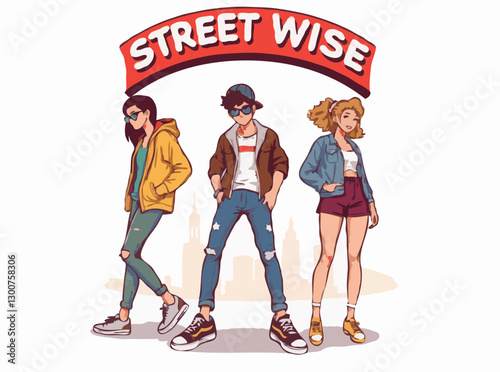 Streetwise Fashion Trends Illustration for Youth Market