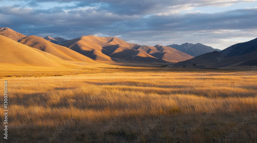 Stunning Sunset Over Majestic Mountains with Shadows Stunning Sunset Over Majestic Mountains with Shadows