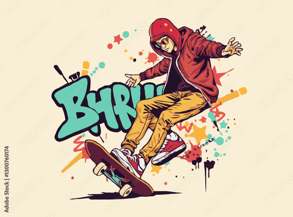 Graffiti and Skateboarding Fashion Vector Graffiti and Skateboarding Fashion Vector
