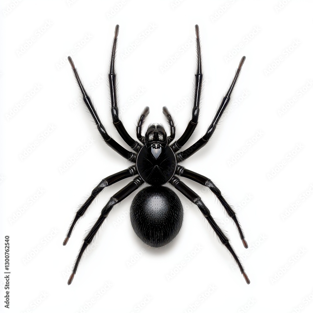 Fototapeta premium Black Spider on White Background Close Up