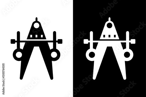Black & White Vernier Caliper Icon Perfect for Technical Graphics.