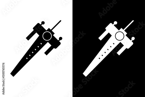 Black & White Vernier Caliper Icon Perfect for Technical Graphics.