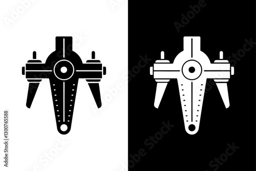 Black & White Vernier Caliper Icon Perfect for Technical Graphics.