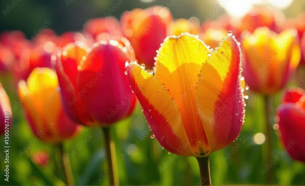 Fototapeta premium red yellow tulip