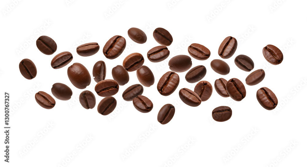 Coffee beans in flight on a white background Coffee beans in flight on a white background