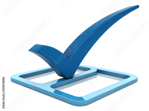 blue check mark inside square box symbolizes approval or completion, often used in forms or digital interfaces