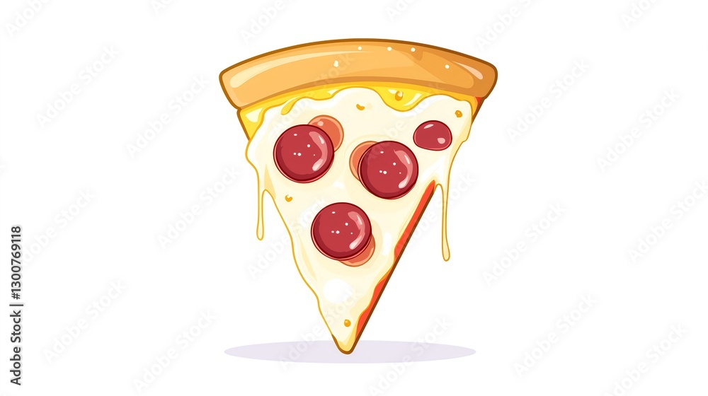 Cartoon Slice of Pepperoni Pizza with Melted Cheese and Crust Cartoon Slice of Pepperoni Pizza with Melted Cheese and Crust