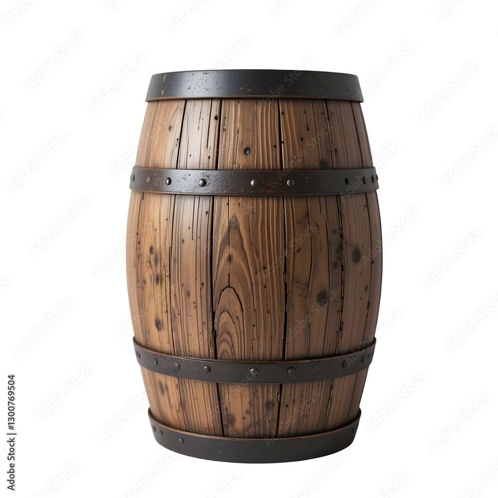 Obraz premium Wooden Barrel on Transparent Background