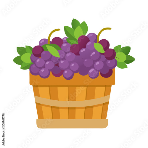 Fresh grapes in wooden basket, perfect for any occasion