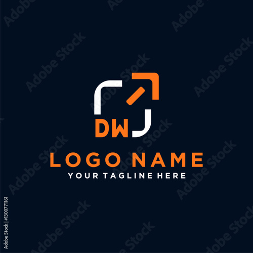 DW initials minimal modern technology logo design