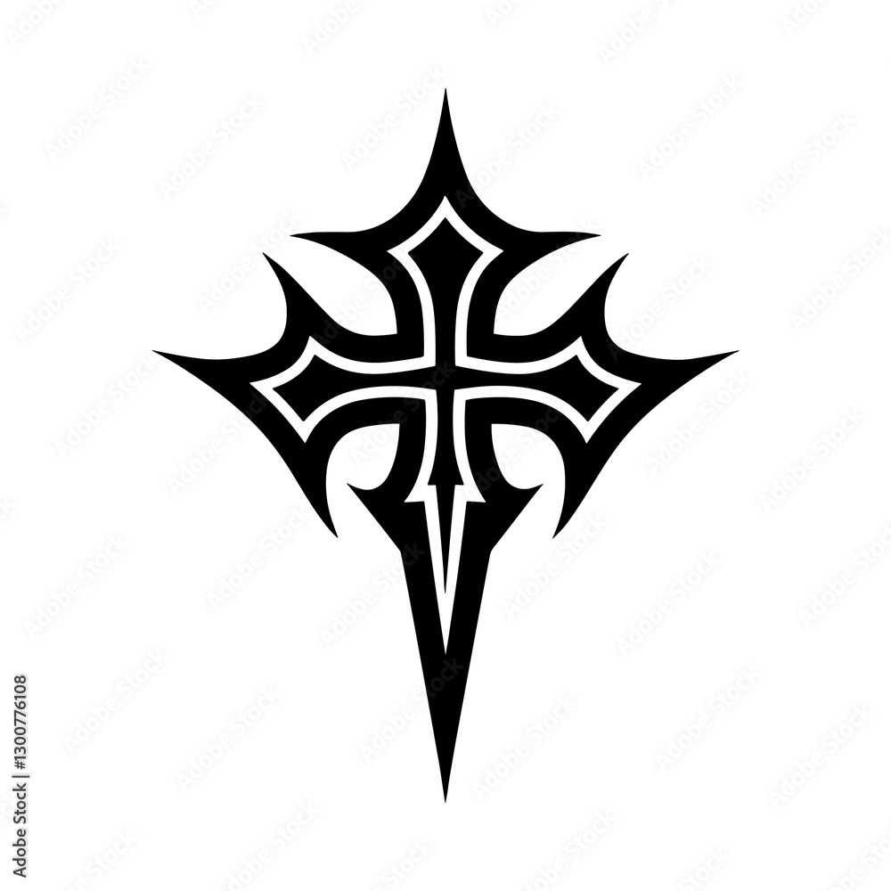 Holly cross icon with sharp edge vector Holly cross icon with sharp edge vector