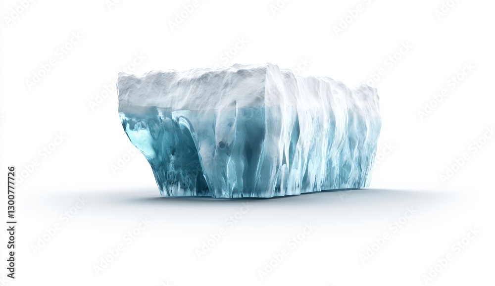 Large Glacial Ice Block on White Background Large Glacial Ice Block on White Background