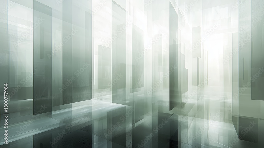 Fototapeta premium Abstract glass structures with light reflections in a modern space