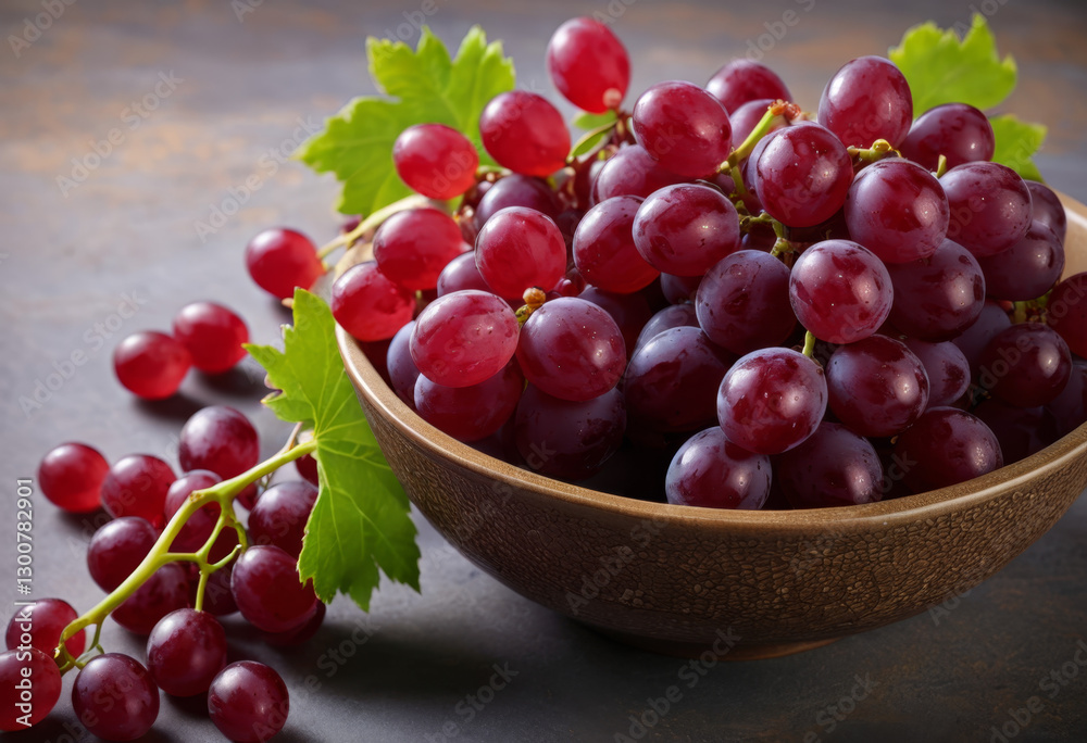 Close-up of red grapes in a bowl on the table Close-up of red grapes in a bowl on the table