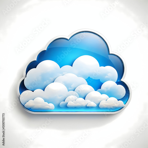 Cloud computing icon with data transfer