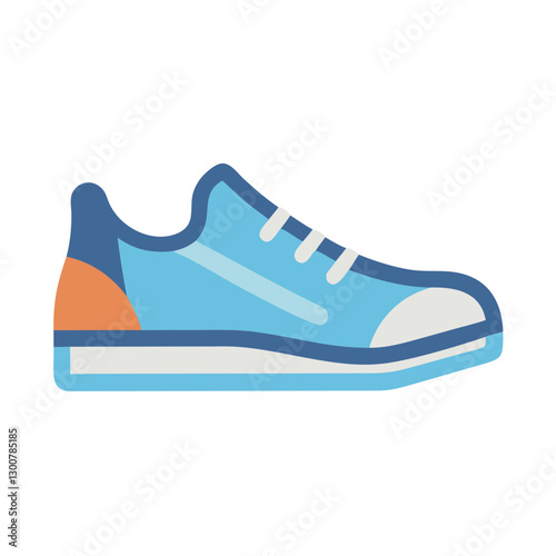 Stylish blue sport shoe with flat design and laces