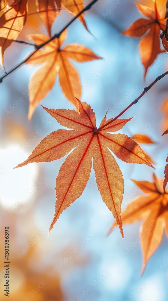 maple leaves with branch and sky background maple leaves with branch and sky background
