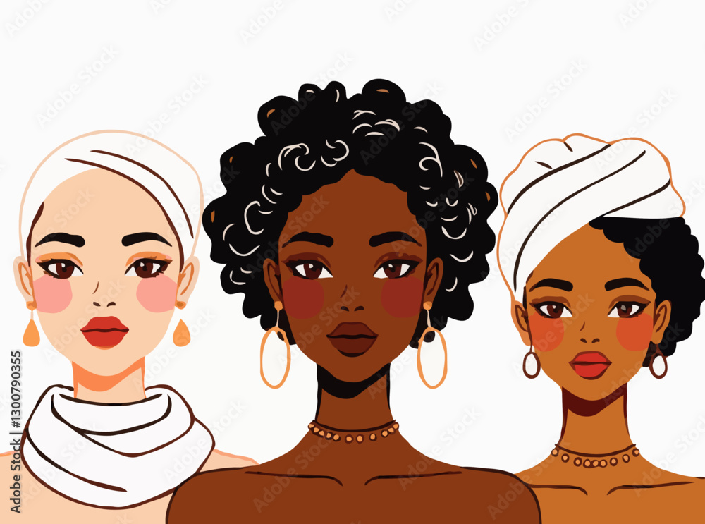 Inclusive Beauty Concept with Diverse Skin Tones Vector Inclusive Beauty Concept with Diverse Skin Tones Vector