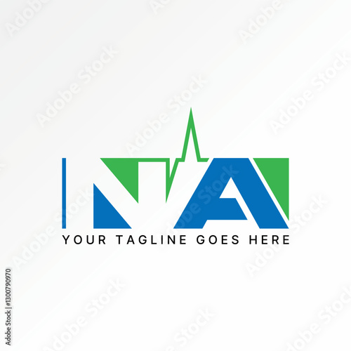 Logo design graphic concept creative premium vector stock image top sell initial NA font negative space frequency health pulse tech set monogram brand