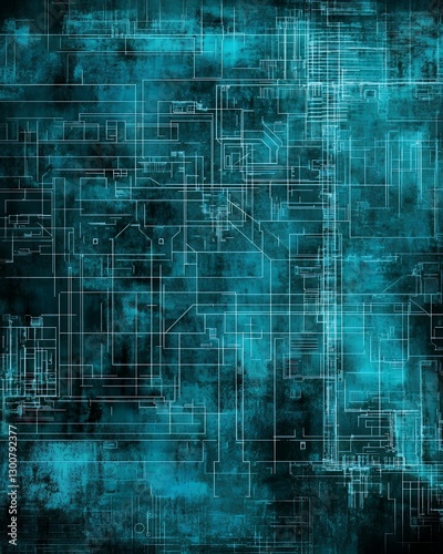 Abstract Teal Technological Background Design Circuit Board Pattern Texture